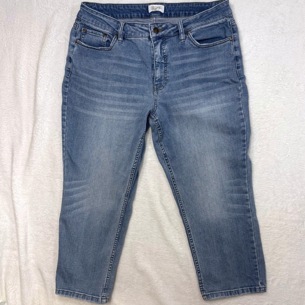 Candace Cameron Bure 12P Capri Jeans Blue Medium Wash Summer Crop Denim Vacation